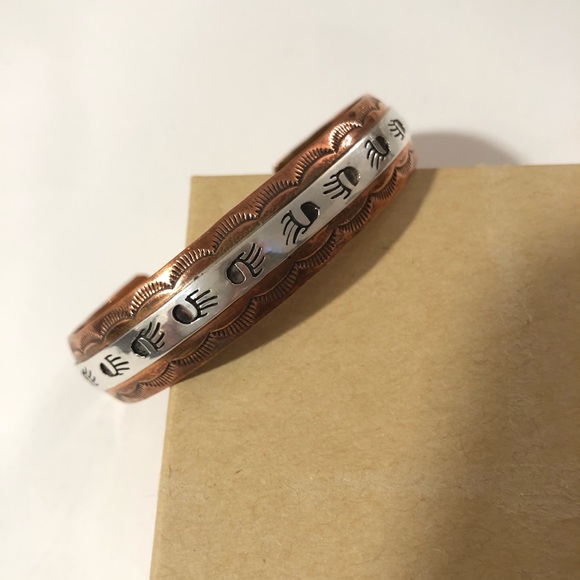 Vintage S.Skeets sterling silver & copper bracelet - Picture 2 of 16